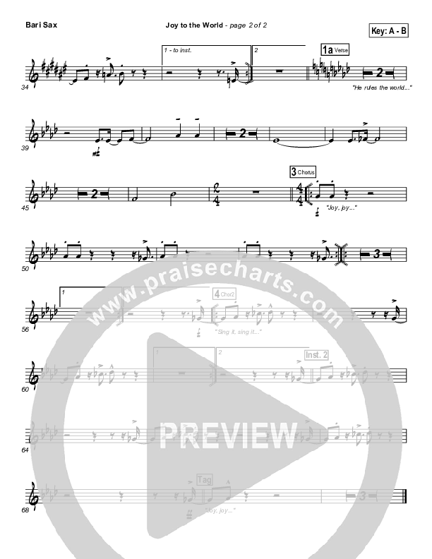 Joy To The World Bari Sax (Hillsong Worship)