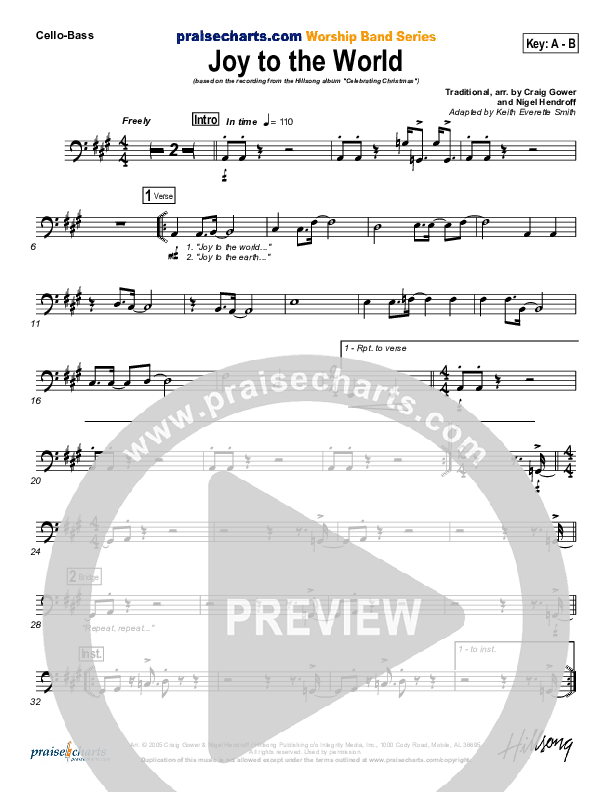 Joy To The World Cello/Bass (Hillsong Worship)