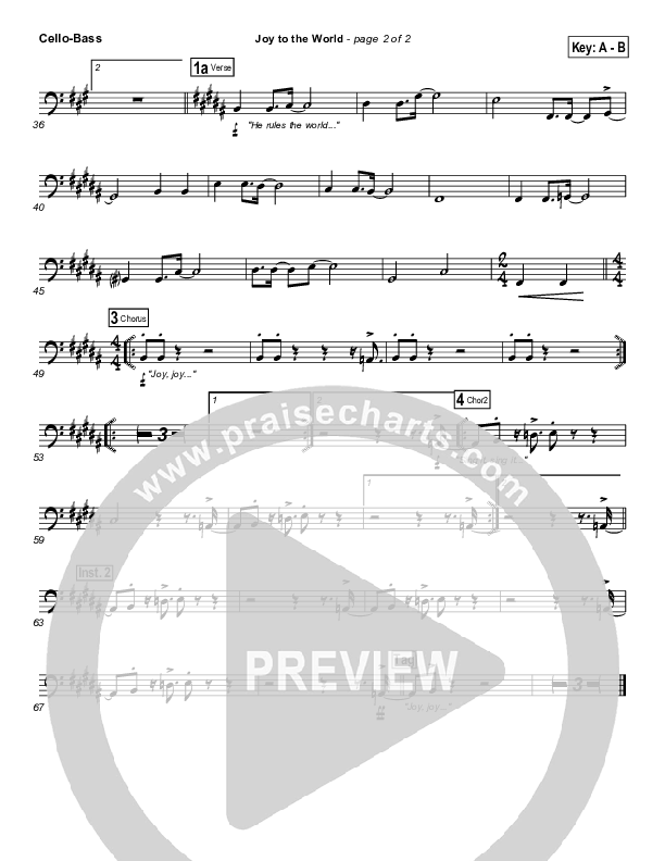 Joy To The World Cello/Bass (Hillsong Worship)