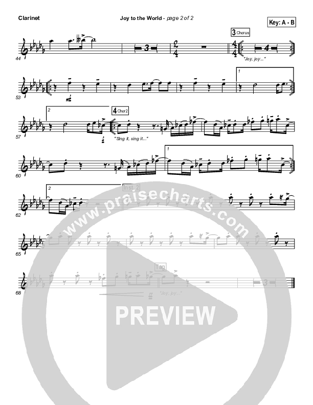 Joy To The World Clarinet (Hillsong Worship)