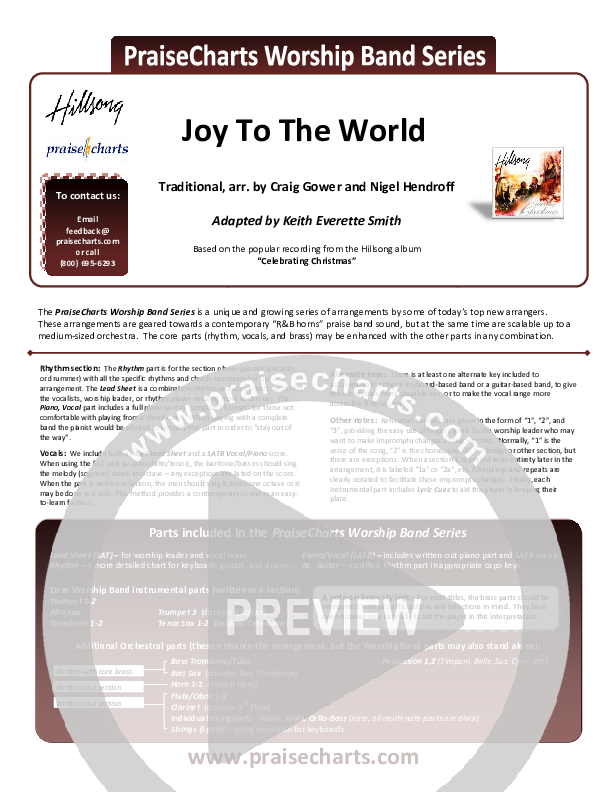 Joy To The World Cover Sheet (Hillsong Worship)