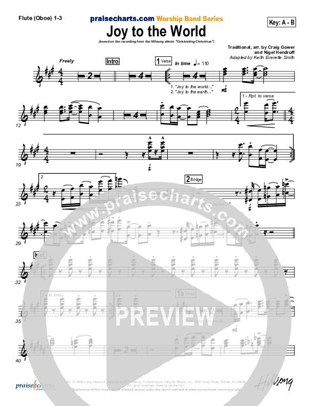 Joy To The World Flute/Oboe 1/2/3 (Hillsong Worship)