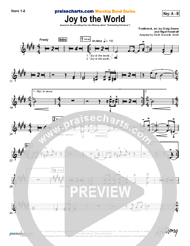 Joy To The World French Horn 1/2 (Hillsong Worship)