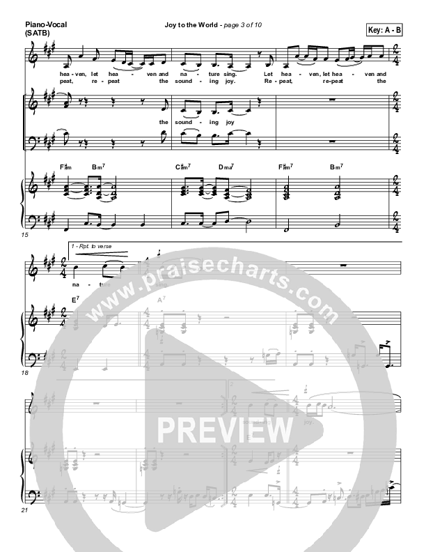 Joy To The World Piano/Vocal (Hillsong Worship)