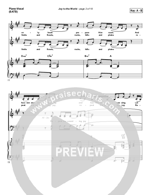 Joy To The World Piano/Vocal (SATB) (Hillsong Worship)