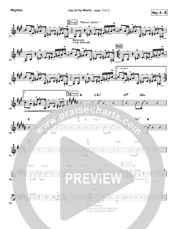 Joy To The World Rhythm Chart (Hillsong Worship)