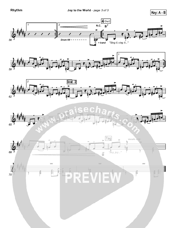 Joy To The World Rhythm Chart (Hillsong Worship)