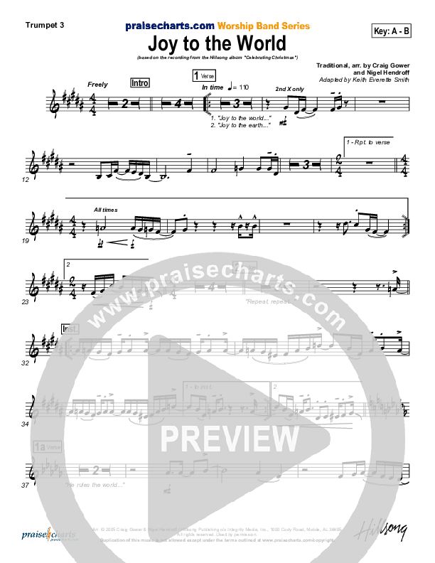 Joy To The World Trumpet 3 (Hillsong Worship)
