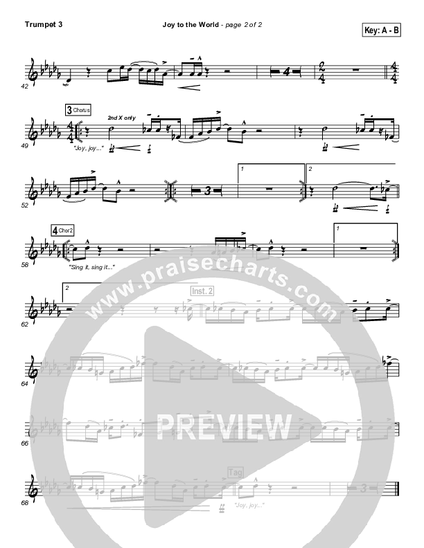 Joy To The World Trumpet 3 (Hillsong Worship)