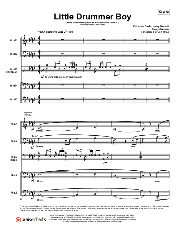 Little Drummer Boy Choir Sheet (SATB) (Pentatonix)