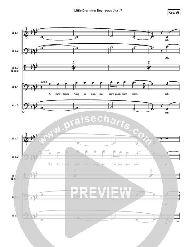 Little Drummer Boy Choir Sheet (SATB) (Pentatonix)