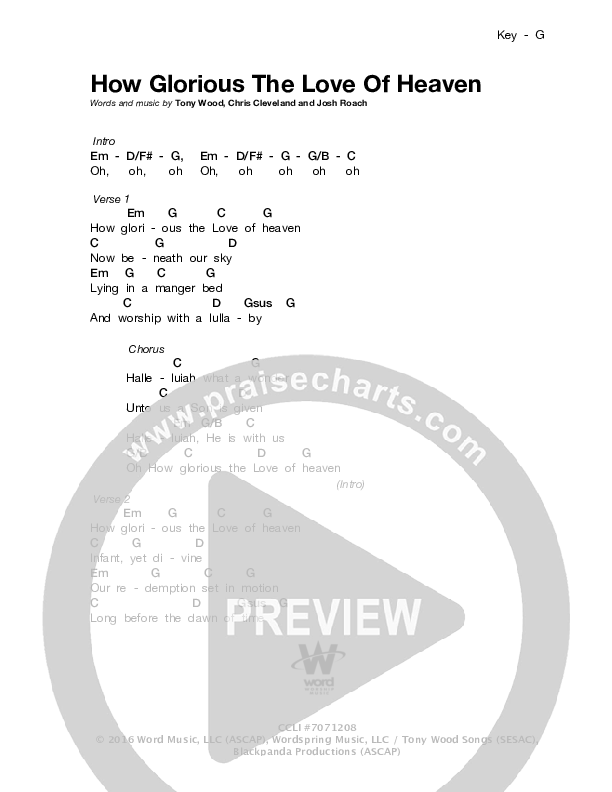 How Glorious The Love Of Heaven Chord Chart (Stars Go Dim)
