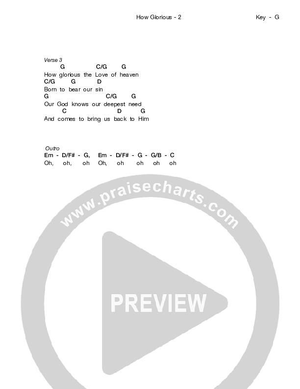 How Glorious The Love Of Heaven Chord Chart (Stars Go Dim)