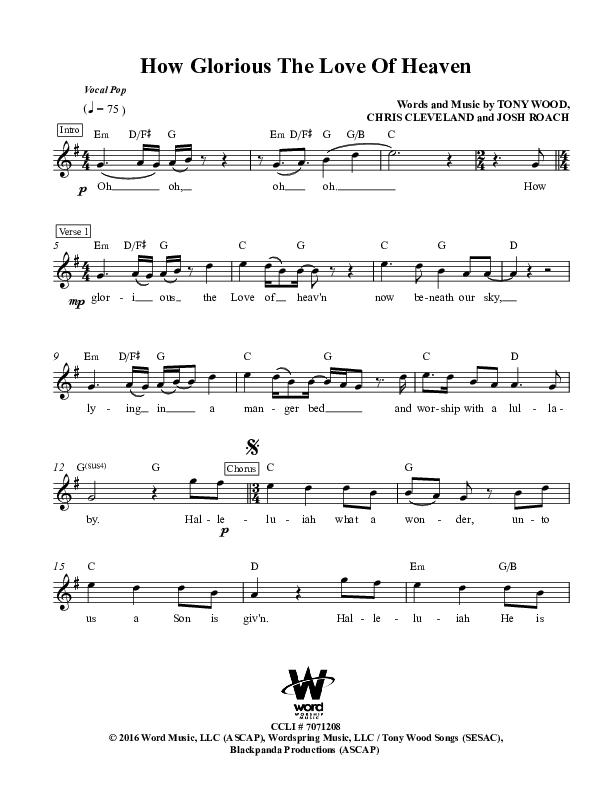 How Glorious The Love Of Heaven Lead Sheet (Stars Go Dim)