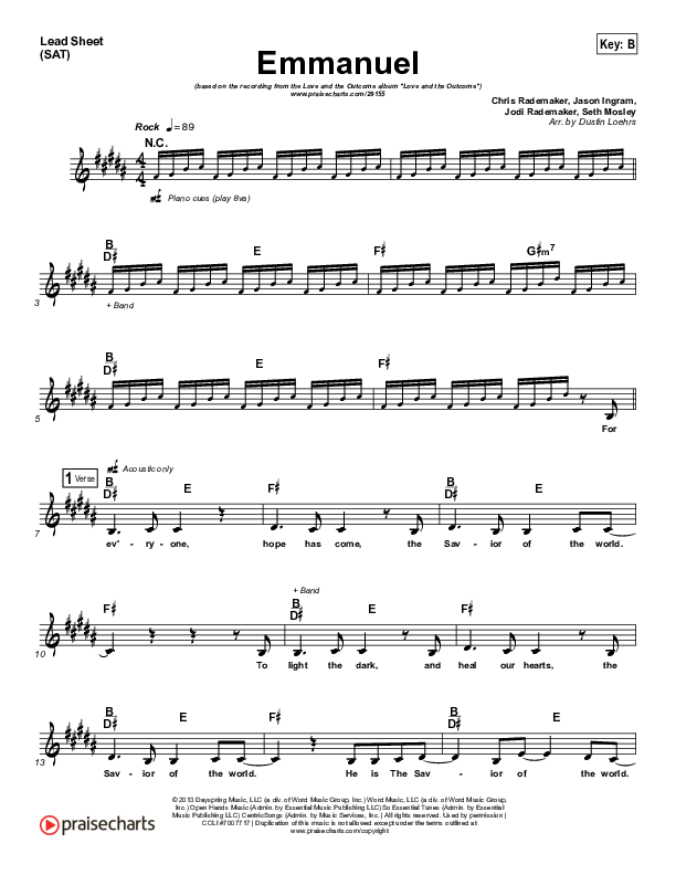 Emmanuel Lead (SAT) (Love & The Outcome)