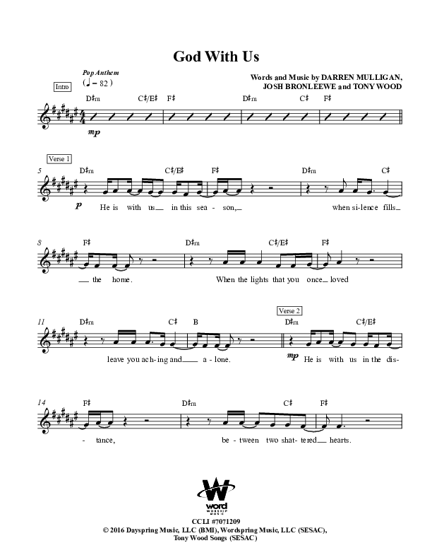 God With Us Lead Sheet (We Are Messengers)