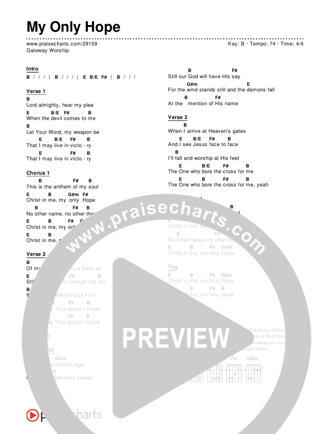 My Only Hope Chords & Lyrics (Gateway Devotions)