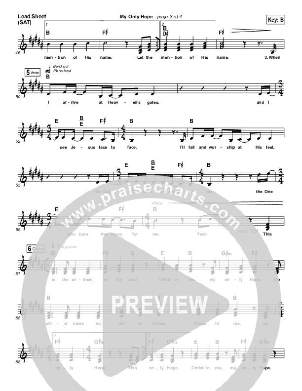My Only Hope Lead Sheet (SAT) (Gateway Devotions)