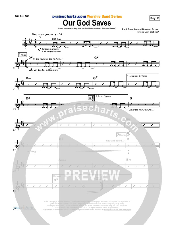 Our God Saves Acoustic Guitar (Paul Baloche)