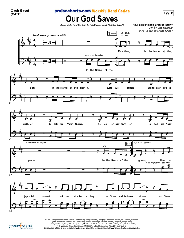 Our God Saves Choir Sheet (SATB) (Paul Baloche)