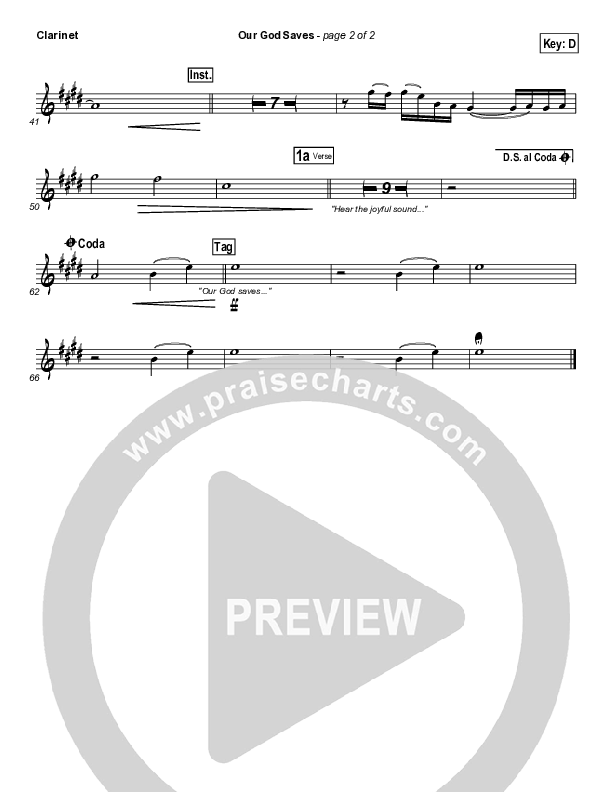 Our God Saves Clarinet (Paul Baloche)