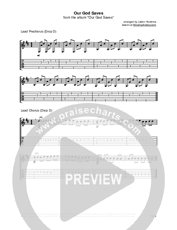 Our God Saves Guitar Tab (Paul Baloche)