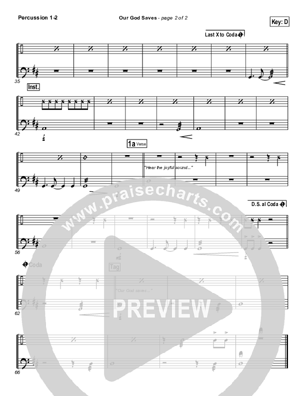 Our God Saves Percussion (Paul Baloche)