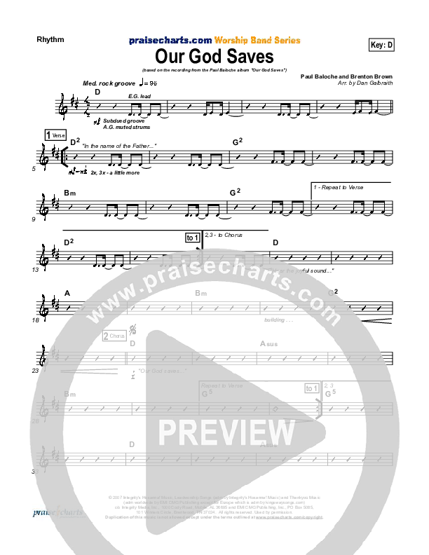 Our God Saves Rhythm Chart (Paul Baloche)