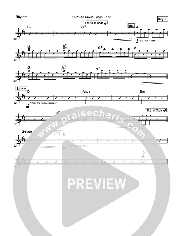 Our God Saves Rhythm Chart (Paul Baloche)