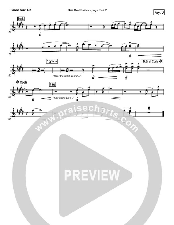 Our God Saves Tenor Sax 1/2 (Paul Baloche)