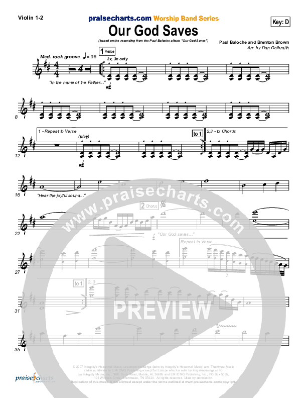 Our God Saves Violin 1/2 (Paul Baloche)