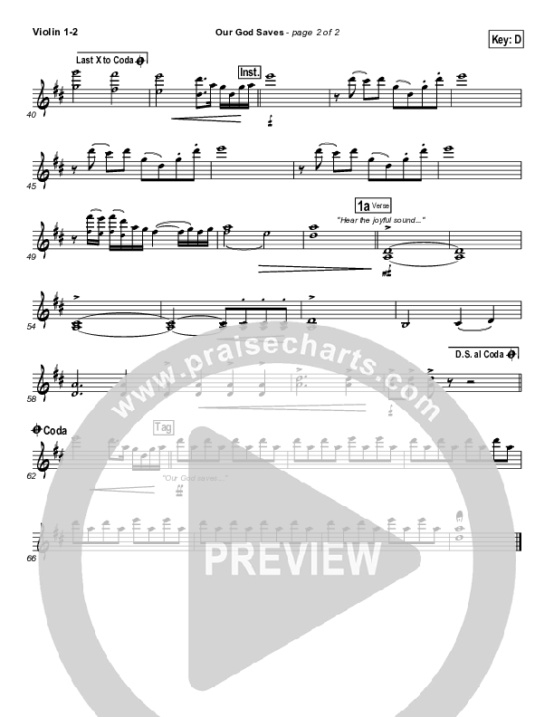 Our God Saves Violin 1/2 (Paul Baloche)