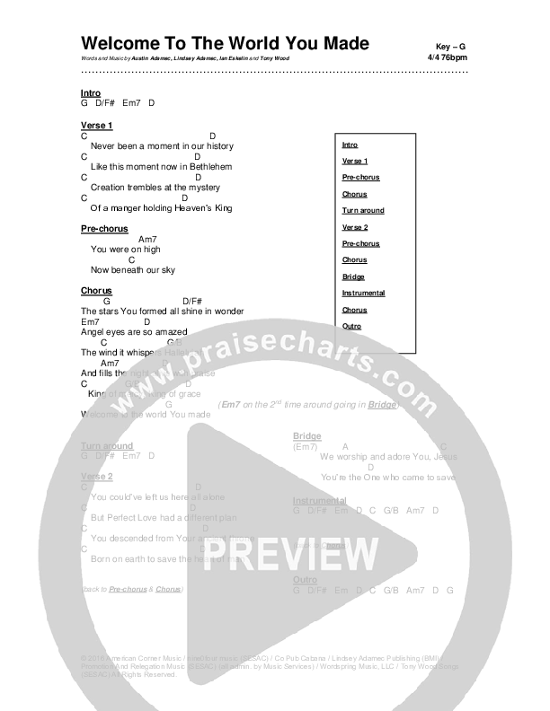 Welcome To The World You Made Chords & Lyrics (Austin & Lindsey Adamec)