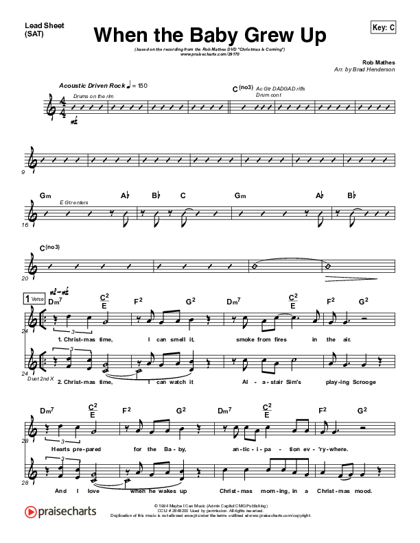 When The Baby Grew Up Lead Sheet (SAT) (Rob Mathes)