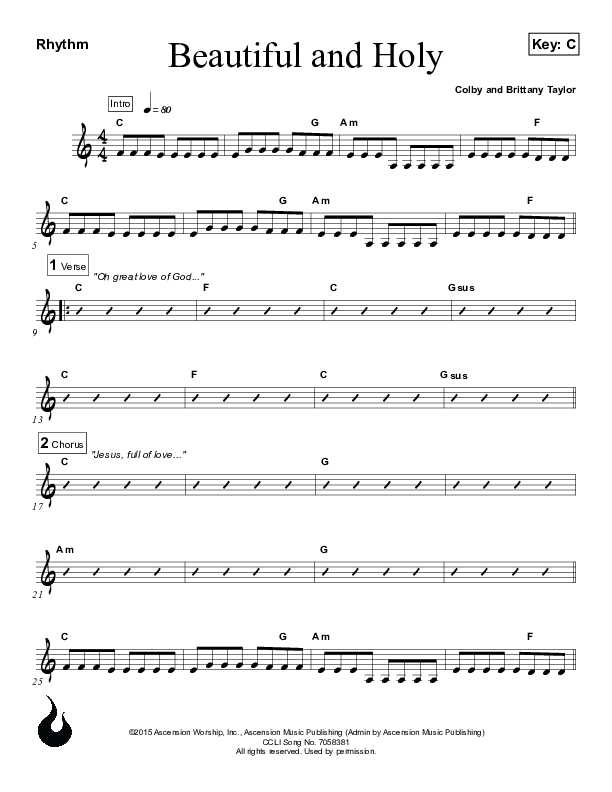 Beautiful And Holy Rhythm Chart (Ascension Worship)