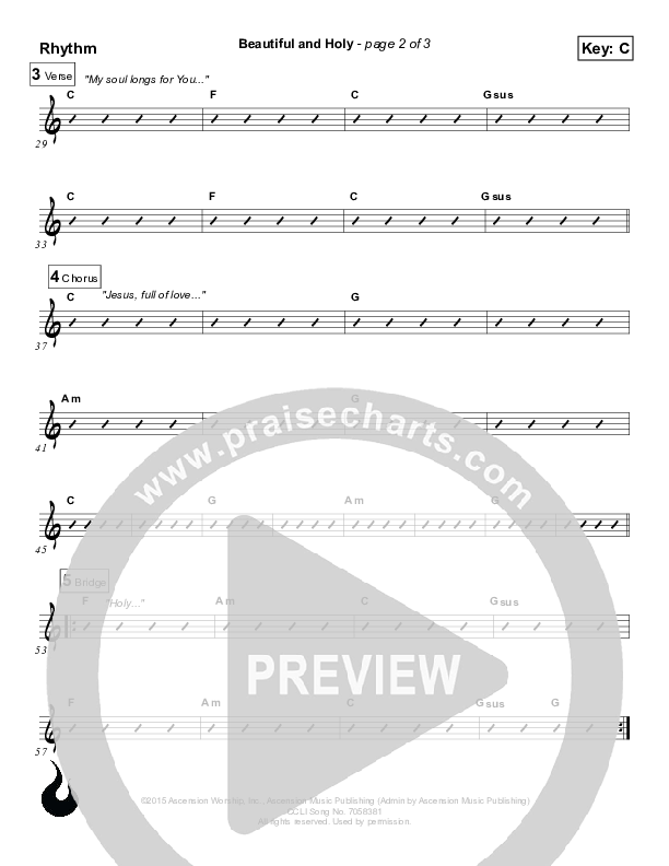 Beautiful And Holy Rhythm Chart (Ascension Worship)