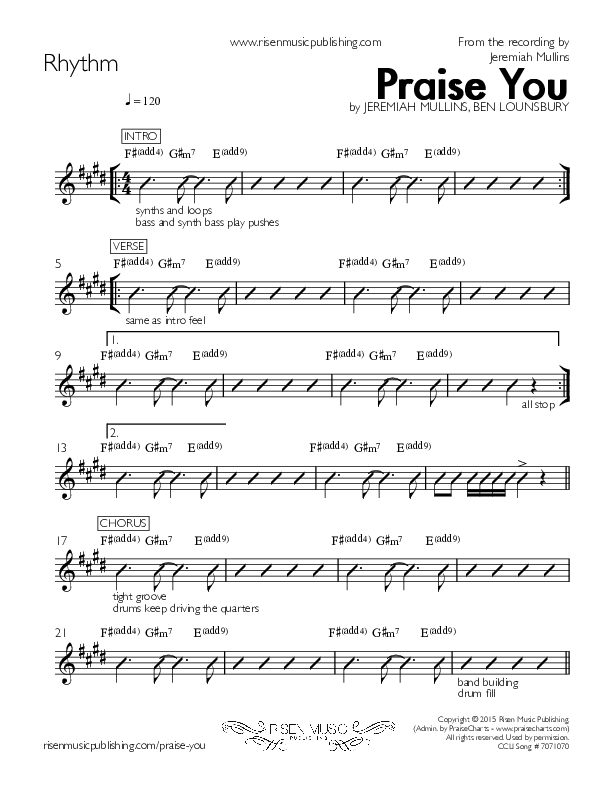 Praise You Rhythm Chart (Jeremiah Mullins)