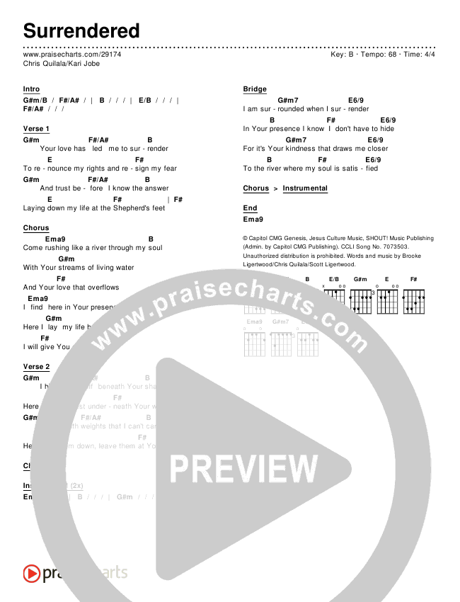 Surrendered Chords & Lyrics (Chris Quilala / Kari Jobe)