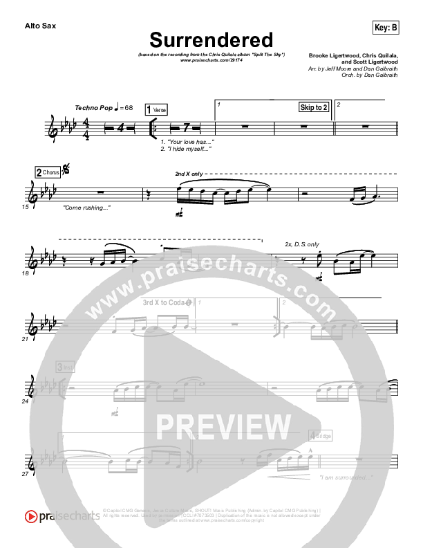 Surrendered Alto Sax (Chris Quilala / Kari Jobe)