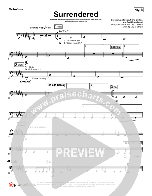 Surrendered Cello/Bass (Chris Quilala / Kari Jobe)