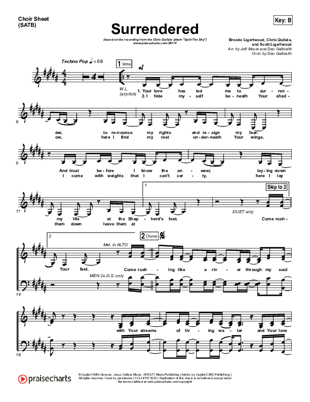 Surrendered Choir Vocals (SATB) (Chris Quilala / Kari Jobe)