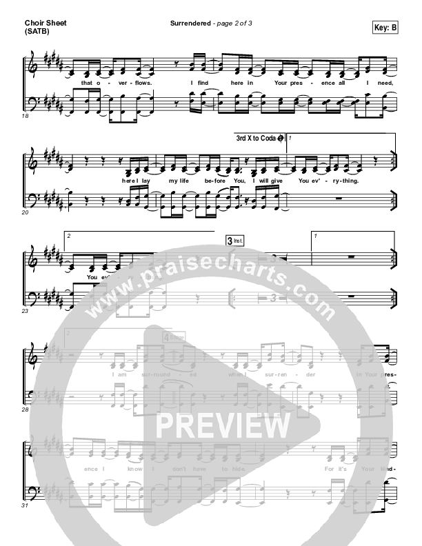 Surrendered Choir Vocals (SATB) (Chris Quilala / Kari Jobe)