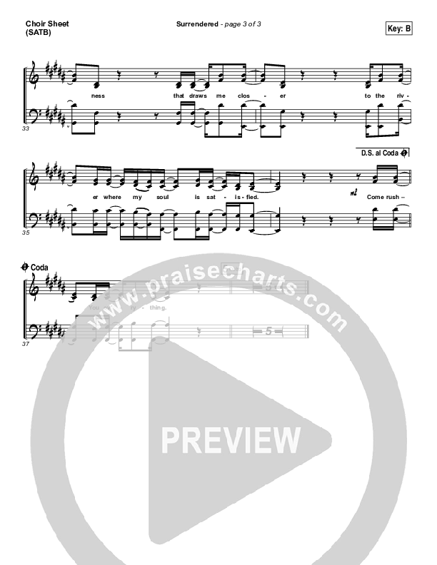 Surrendered Choir Sheet (SATB) (Chris Quilala / Kari Jobe)