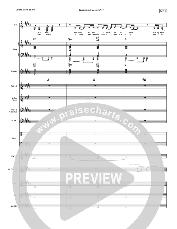Surrendered Conductor's Score (Chris Quilala / Kari Jobe)