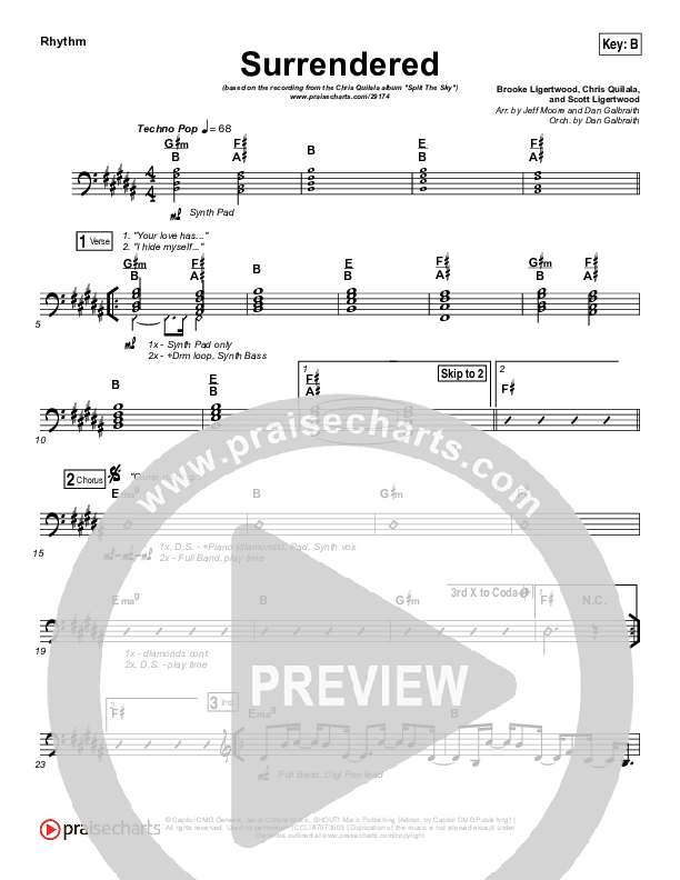 Surrendered Rhythm Chart (Chris Quilala / Kari Jobe)
