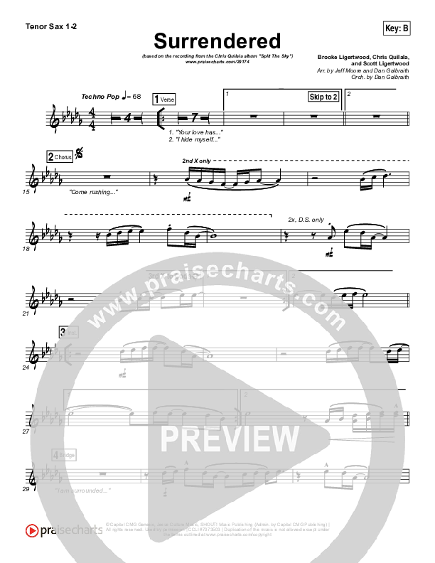 Surrendered Tenor Sax 1/2 (Chris Quilala / Kari Jobe)