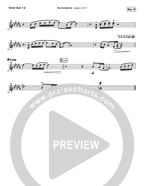 Surrendered Tenor Sax 1/2 (Chris Quilala / Kari Jobe)