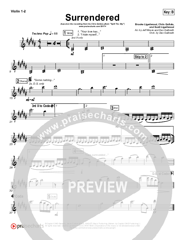 Surrendered Violin 1/2 (Chris Quilala / Kari Jobe)