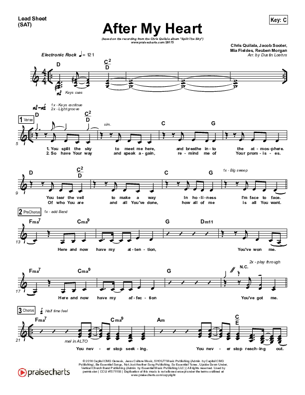 After My Heart Lead Sheet (SAT) (Chris Quilala)