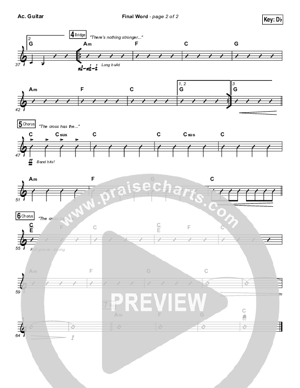 The Cross Has The Final Word Acoustic Guitar (Wells)